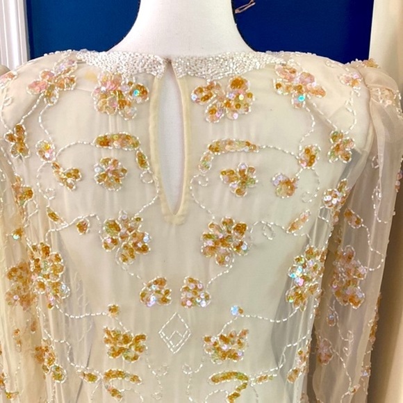 Women’s Michelangelo Beaded and Iridescent Sequined Fully Lined Top Size 8 - Picture 7 of 10